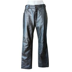 Gap Vintage Y2K Black Genuine Leather Pants Original Fit Straight Leg Womens 10